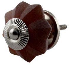 Dark Amber Frosted Melon Glass Dresser Knobs